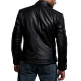 Men's Quilted Panel Outfit Black Lambskin Designer Leather Jacket